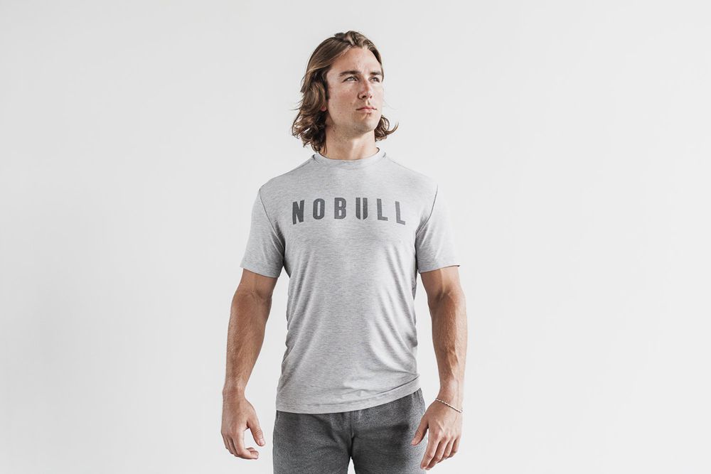 NOBULL Men's Tee - Light Heather Grey - Ireland (6845DRCSB)